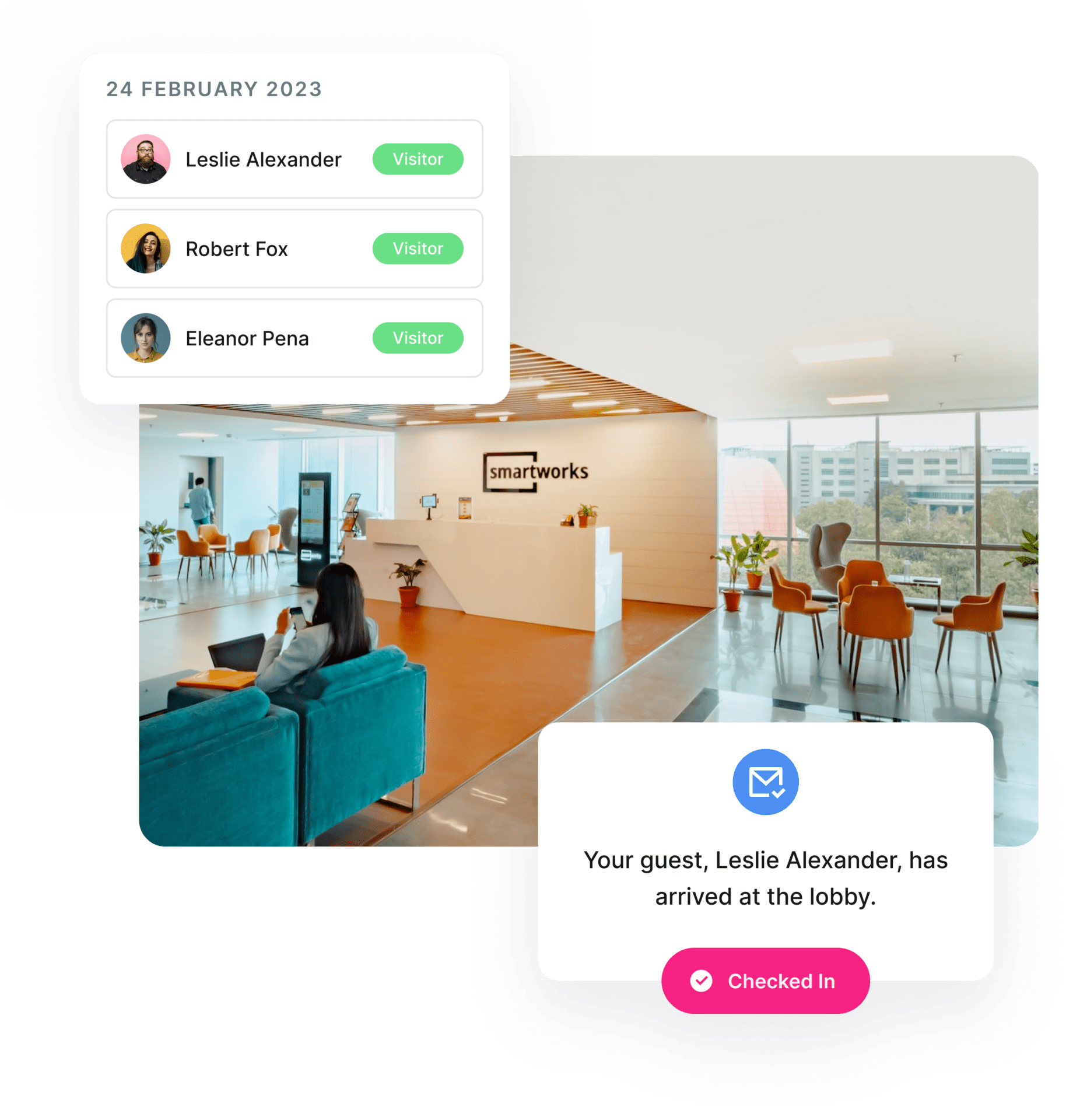 This is an image Kadence's Visitor Management System that welcomes your guests with check-in notifications