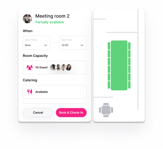 An illustration of room booking software information.